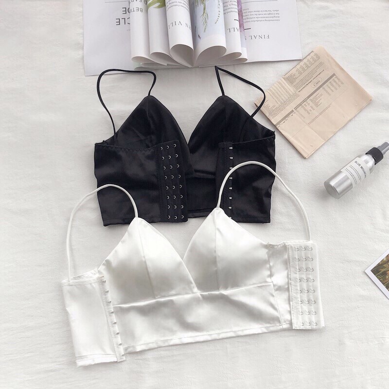 Áo bralete nữ, áo lót nữ lụa satin không gọng, dáng áo bra croptop siêu xinh hàng Quảng Châu cao cấp loại 1