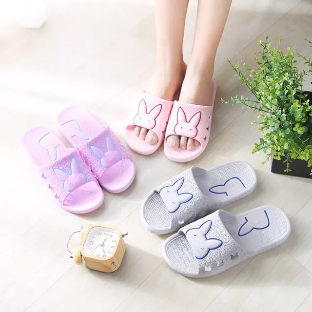 Dép đi trong nhà in hình thỏ siêu dễ thương, đi văn phòng nhà tắm đúc nguyên khối chống trơn trượt