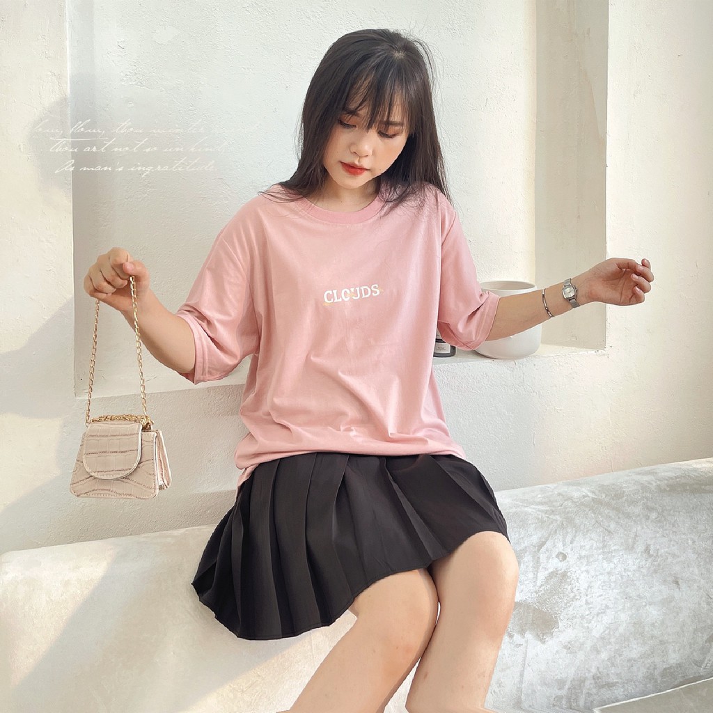 Áo thun tay lỡ in chữ CLOUDS nhiều màu form rộng ulzzang basic - Made by Toneontone TOT
