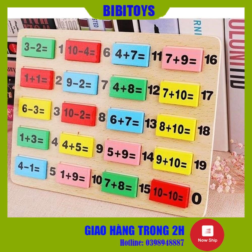 Đồ chơi Bộ học Toán kiêm chơi Domino 110 chi tiết gỗ thông an toàn cho bé