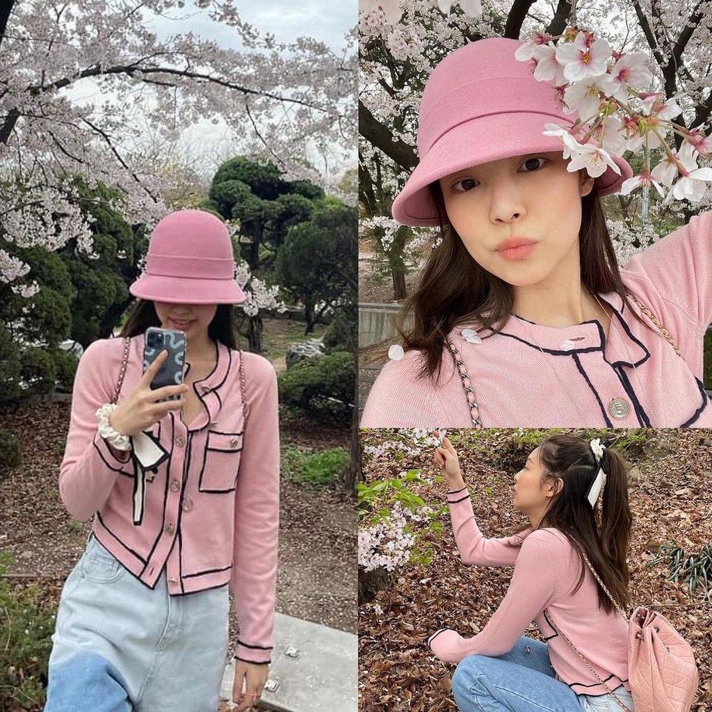 Áo cardiagn tay dài hồng Jennie Blackpink