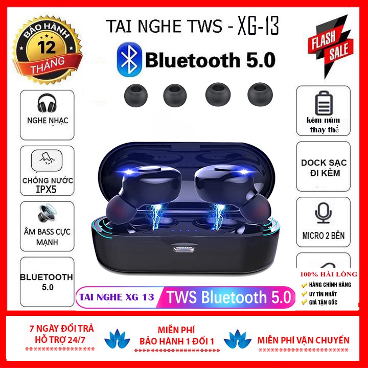 Tai Nghe Không Dây Bluetooth XG13 Kết Nối Bluetooth 5.0 Âm Thanh Sống Động bass siêu trầm bh 1 năm