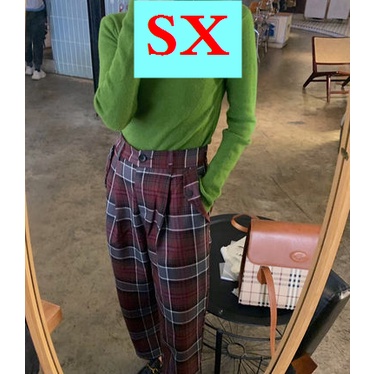 Áo sweater dệt kim dày cổ lọ màu xanh lá phong cách phương Tây thời trang thu đông cho nữ
