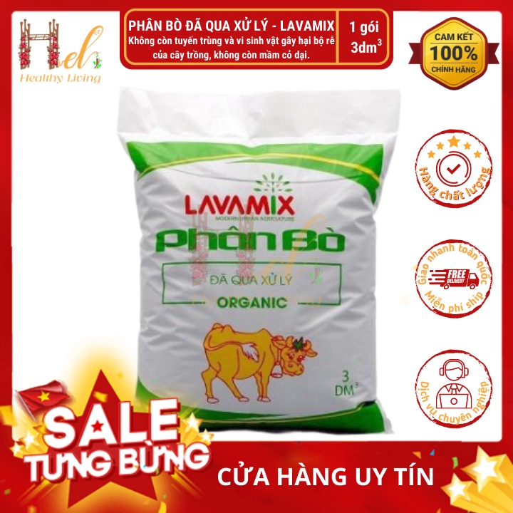 Phân Bón Hữu Cơ Phân Bò Đã Qua Xử Lý 3 dm3 - Lavamix Trồng Hạt Giống Rau Sạch Bằng Đất Sạch, Xơ Dừa Và Phân Bón Hữu Cơ