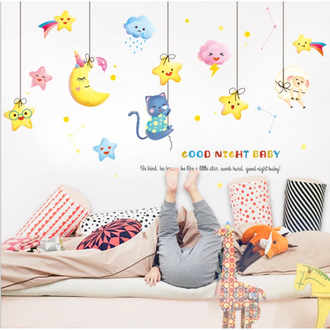 Decal trang trí phòng cho bé Chúc bé ngủ ngon_Goodnight baby 124