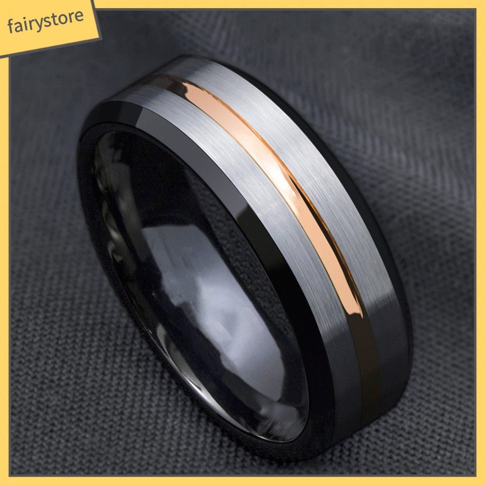 Nhẫn Cho Nam Hoạ Tiết Kẻ Sọc Chất Liệu Thép Titan