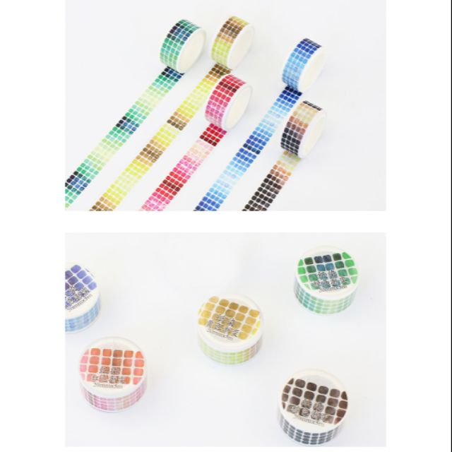 [mẫu ảnh 2] Băng dính trang trí Washi tape mẫu caro chuyển màu theo sắc hồng, xanh, vàng, nâu,... Chọn mẫu ảnh 2