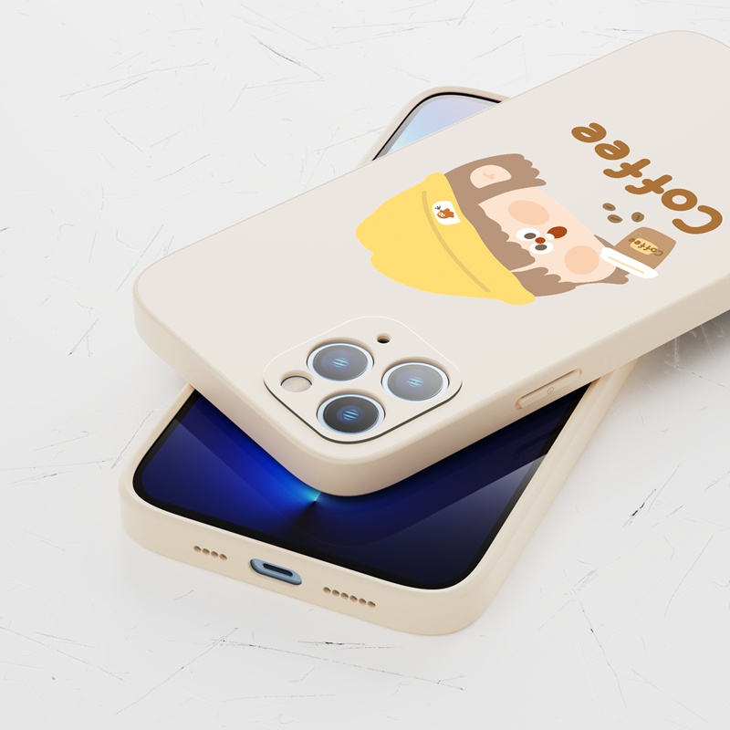 Suntaiho Ốp lưng iphone Ốp Điện Thoại cho iPhone 13 12 11 Pro Max X XR Xs Max 7 8 Plus silicon mềm họa tiết cô gái uống cà phê