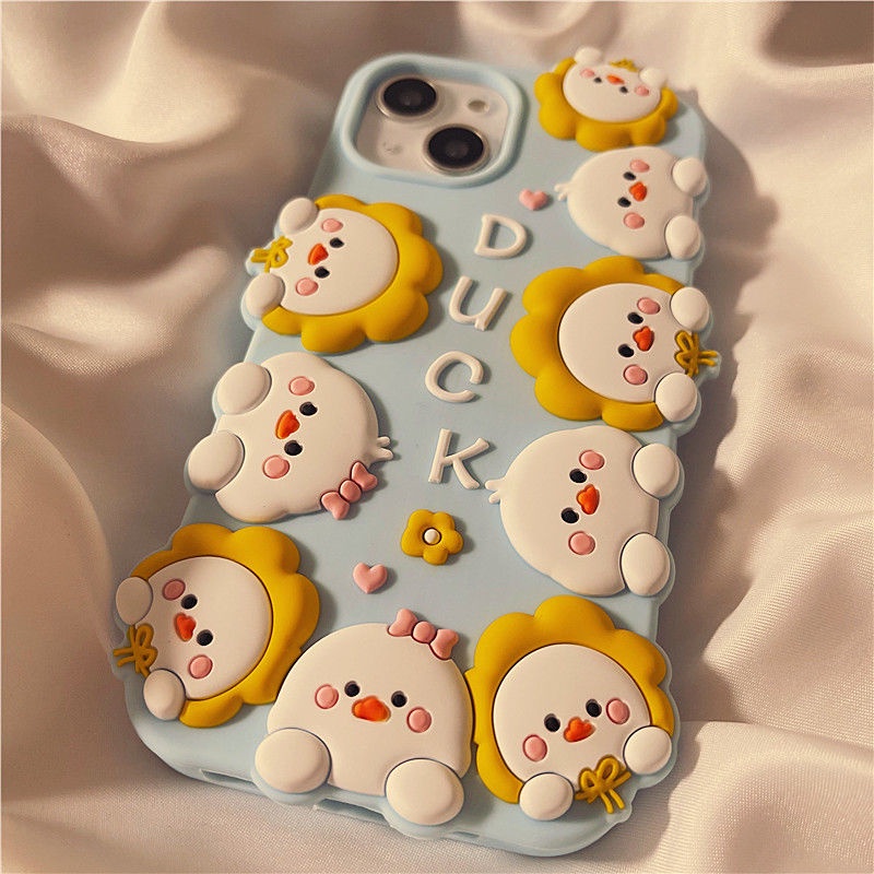 Ốp Điện Thoại Mềm Chống Rơi Họa Tiết Vịt Hoạt Hình Cho iPhone13/12promax iPhone11 xs xr xsmax