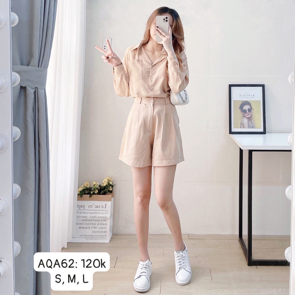 Quần short nữ quần đùi nữ xếp ly lưng cao ống rộng  2 túi đẹp cạp cao ulzzang CHIBEST  AQA62