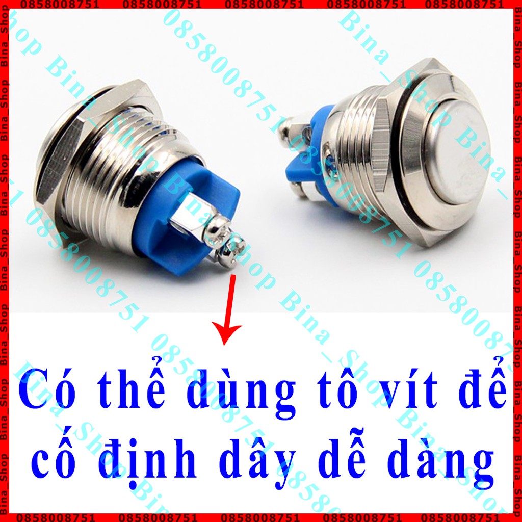 Công tắc nhấn nhả kim loại 16mm, Nút nhấn nhả tạm thời