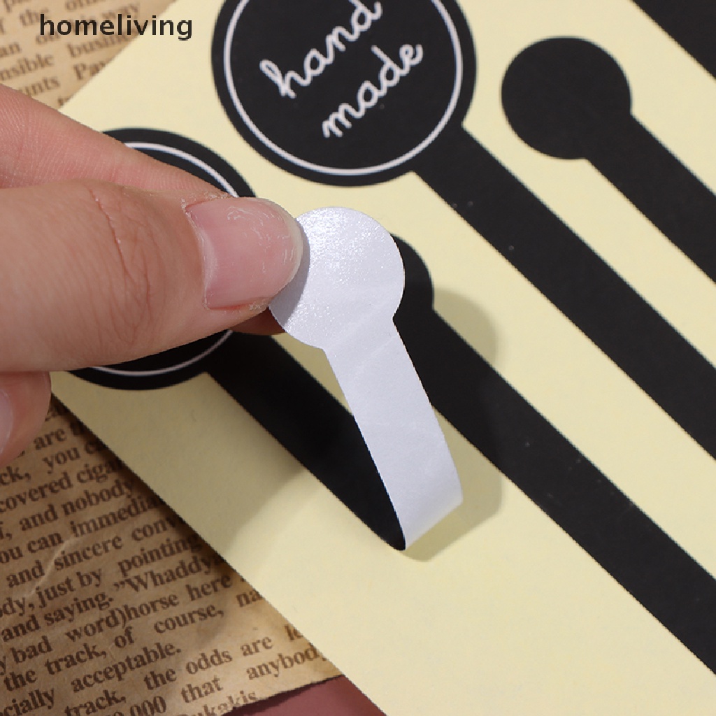 Set 100 Nhãn Dán Giấy Kraft Dài Trang Trí Túi Bánh Thủ Công