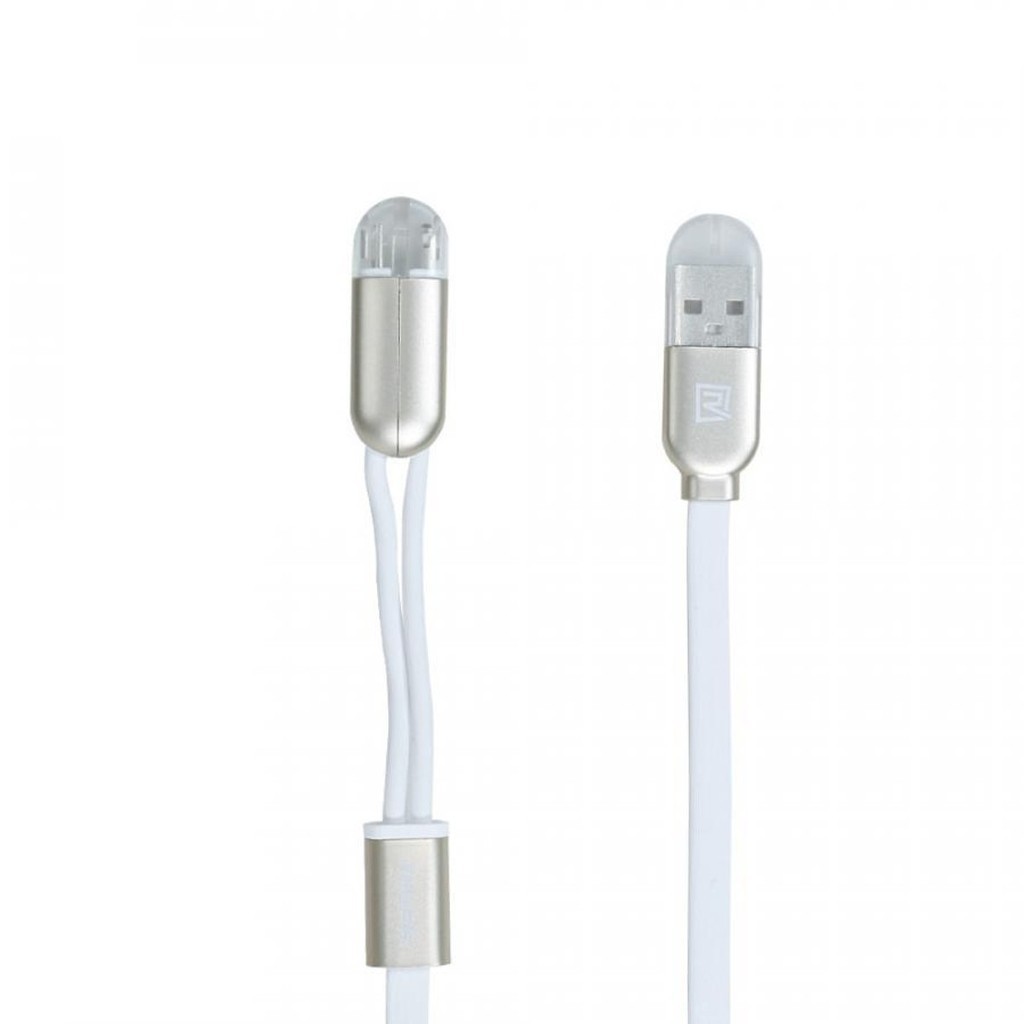 Dây cáp sạc cùng lúc 2 đầu Lightning và Micro Usb chính hãng Remax sạc cùng lúc 2 thiết bị - Sản phẩm chính hãng