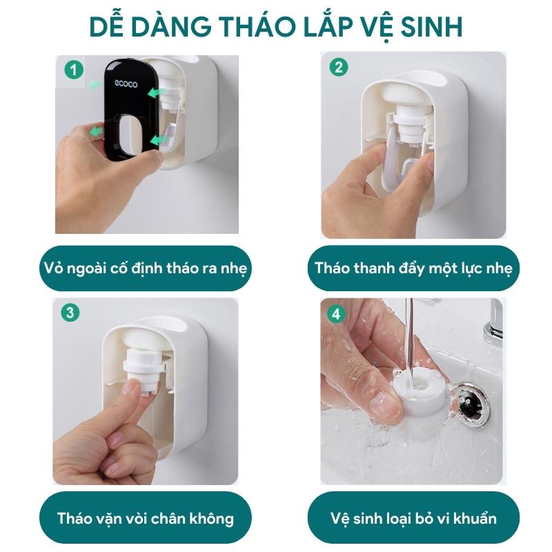 Bộ Nhả Kem Đánh Răng Tự Động Cao Cấp Kem Khay Để Bàn Chải Gắn Tường