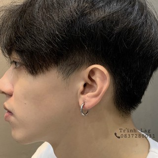 [ẢNH THẬT] Khuyên tai khoen tròn basic nhiều size nam nữ đen bạc