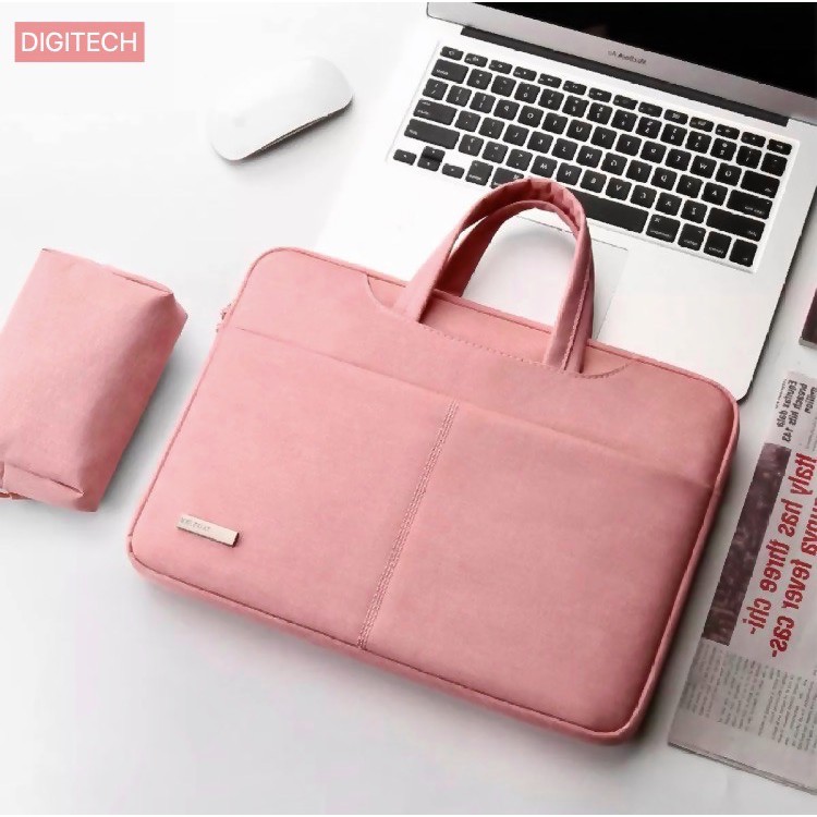 Túi chống sốc thời trang cho Laptop Macbook 14 inch Màu Hồng Phấn Lót Lông cao cấp