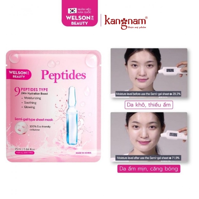 Mặt Nạ Cấp Ẩm Welson Beauty Peptides Hộp 10 miếng