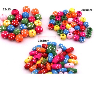 Gói 10/20 viên hạt gỗ chấm bi hoa văn 10-12mm