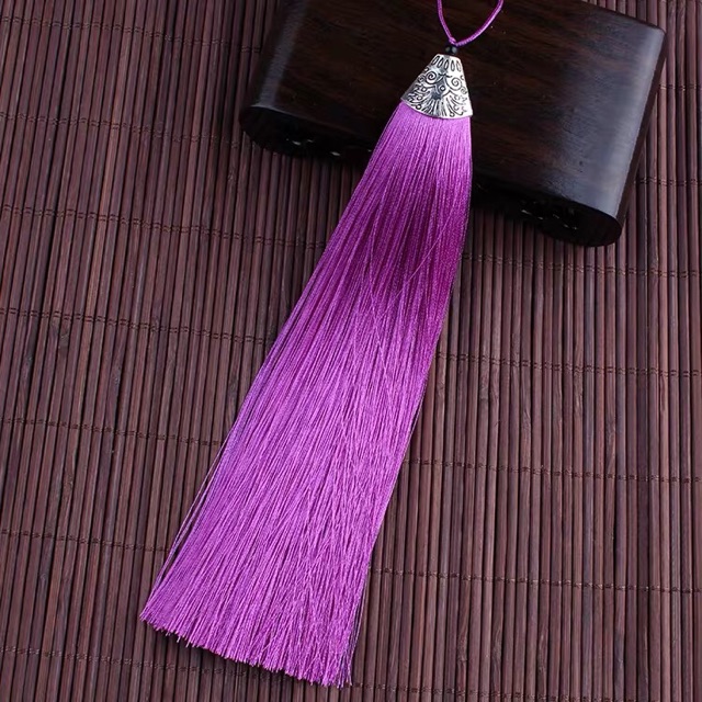 (17CM) Tua rua nẹp bạc dài đỏ trang trí dây treo làm đồ handmade phụ kiện cổ trang xinh xắn