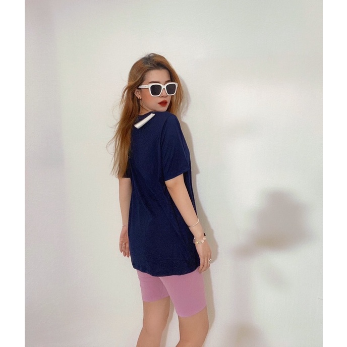 Áo Thun Nữ In Form Rộng Crocodile Cotton Mịn Xuất Hàn Màu Xanh Navy - 3072