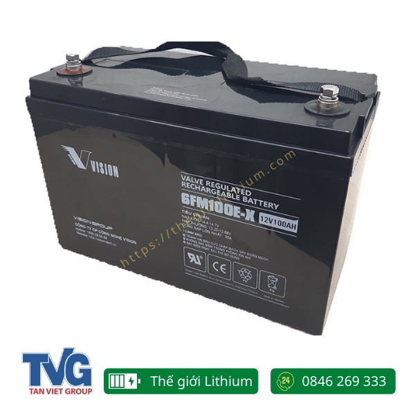 Ắc quy AGM kín khí chính hãng Vision 6FM100E-X 12V 100Ah