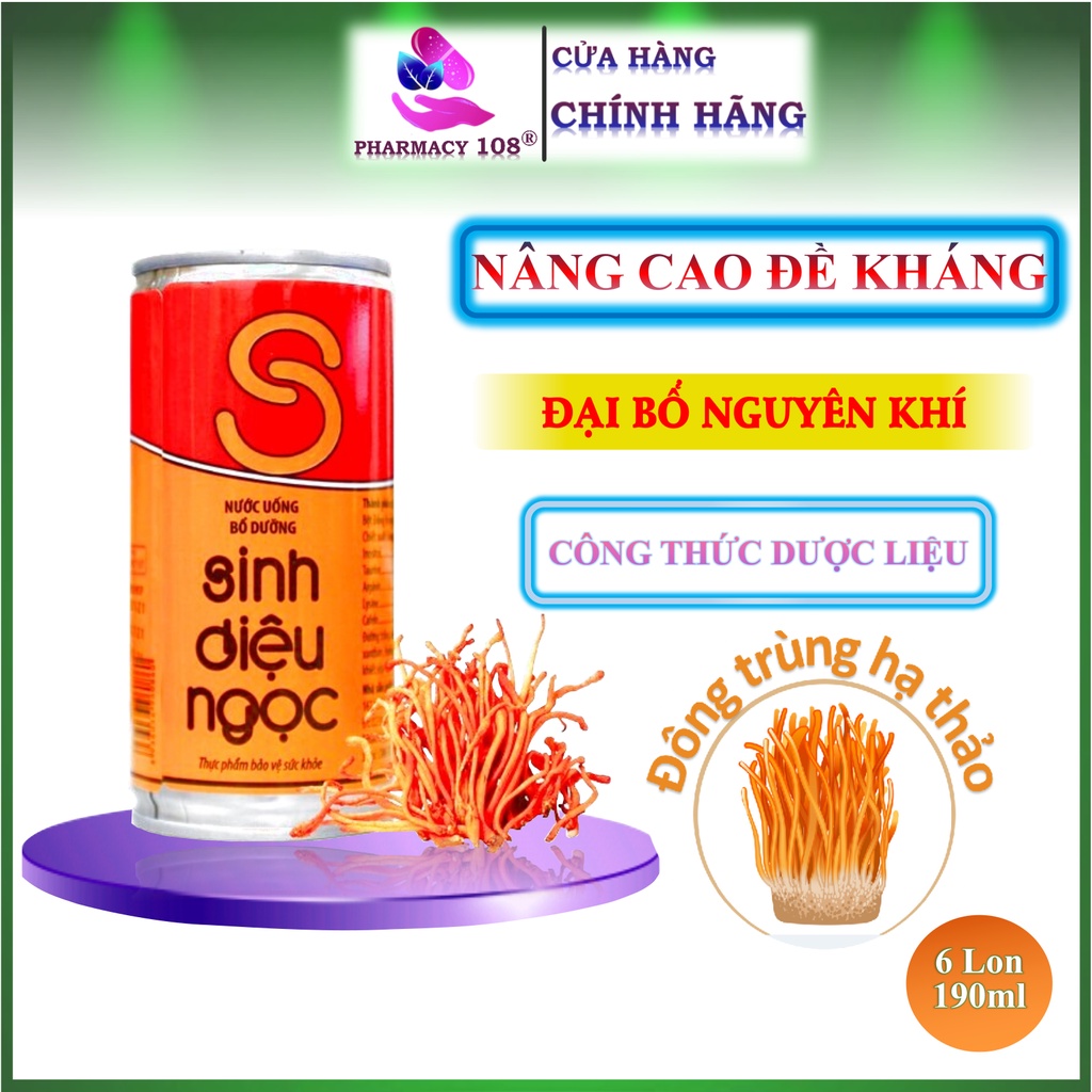 Nước uống đông trùng hạ thảo ✅FREESHIP✅Nước uống Sinh Diệu Ngọc ăn ngon ngủ tốt bồi bổ cơ thể 6 lon 190ml