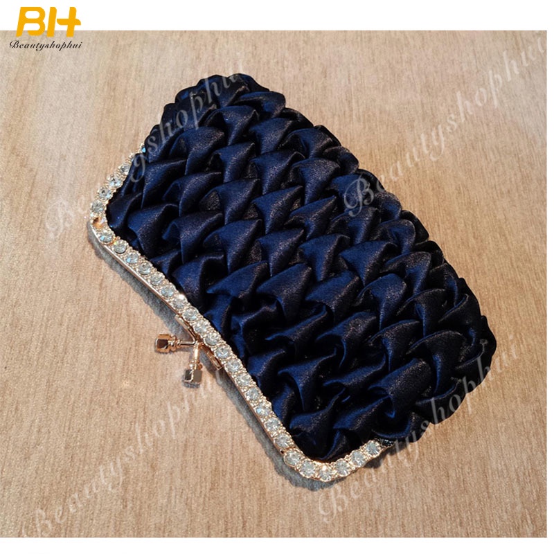 Ví Dự Tiệc Vải Satin Đính Đá Thời Trang 2022 Sang Trọng