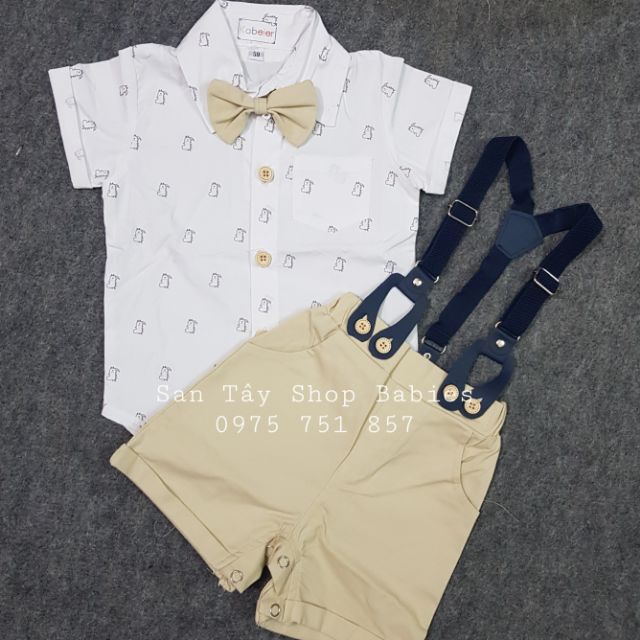 Bộ quần áo yếm khủng long cho bé