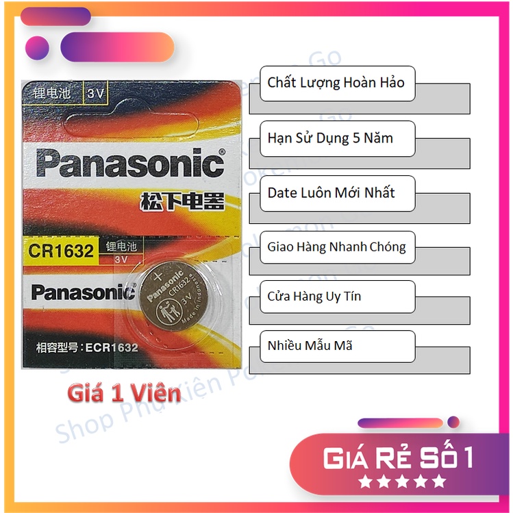 1 Viên Pin cúc áo Panasonic Cr1632 / Cr1620 / Cr1220 / Cr1616 / Cr2032 / Cr2025 / Cr2016