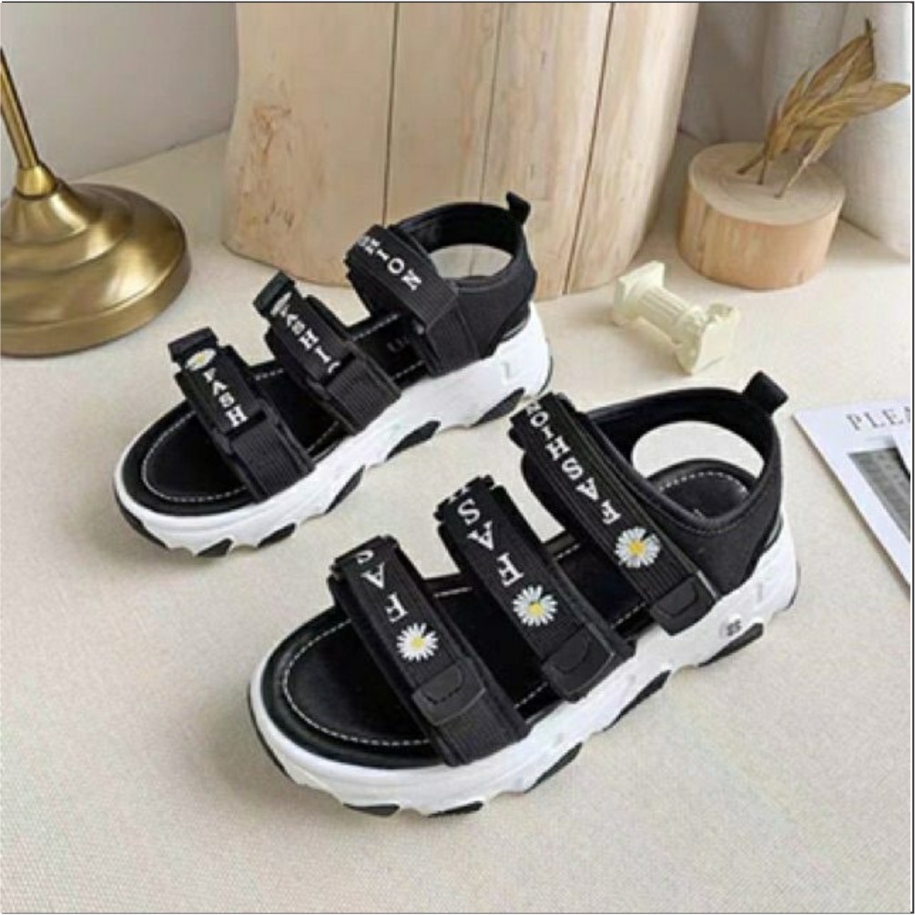 (3 Màu) Sandal Nữ 3 quai Hoa cúc kiểu dáng học sinh hottrend ( kèm ảnh thật)
