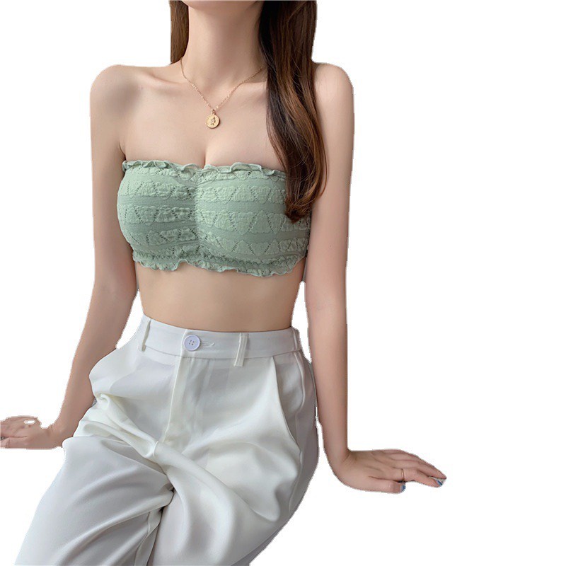 [Xả - dọn kho] Áo bra áo ngực không dây cotton len tăm vân hoa siêu đẩy ngực chống tụt Pasana0070
