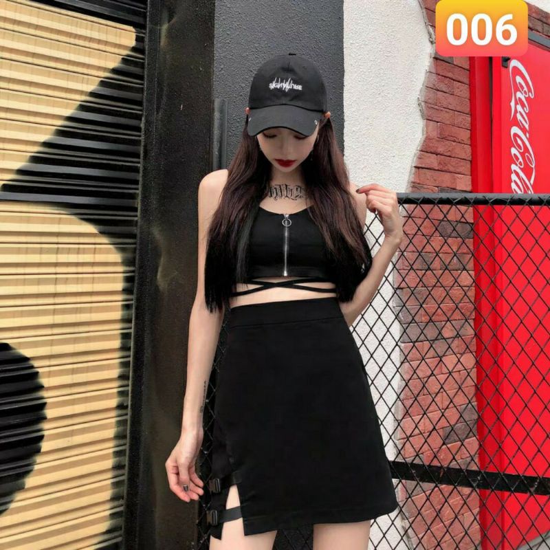 Chân váy ngắn vingate ulzzang , thiết kế cài  ,vải voan 2 lớp , có lớp quần trong