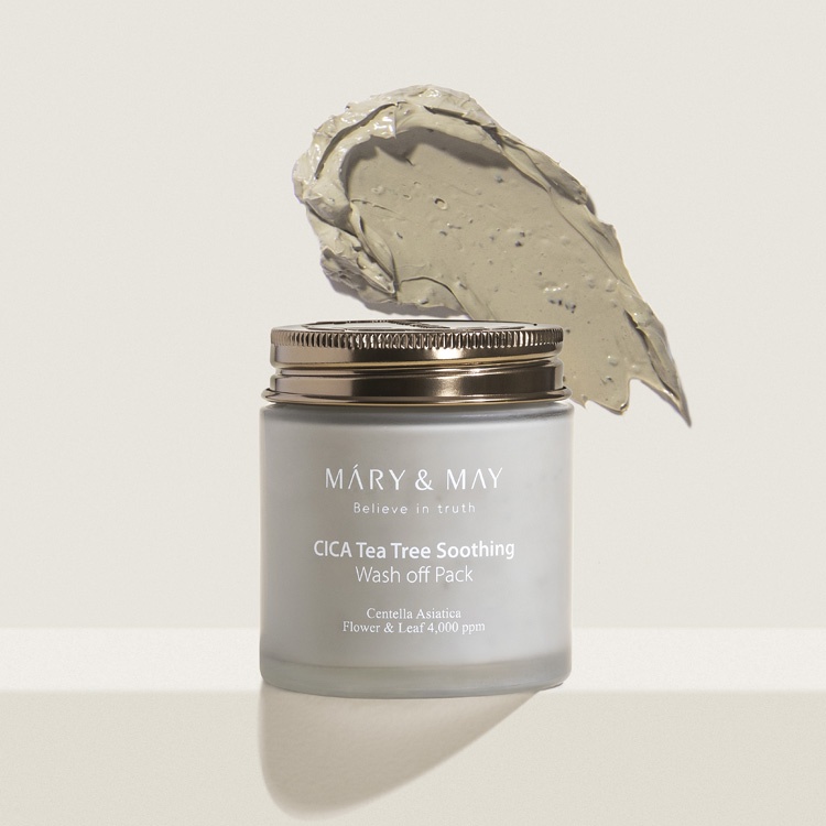 Mặt nạ đất sét thuần chay Mary&May CICA Teatree soothing/Rose Hydraluronic Hydra 100g