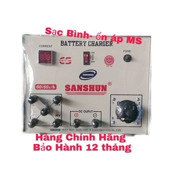 Máy sạc bình ắc quy 12V-24V-36V-48V Sanshun 60A