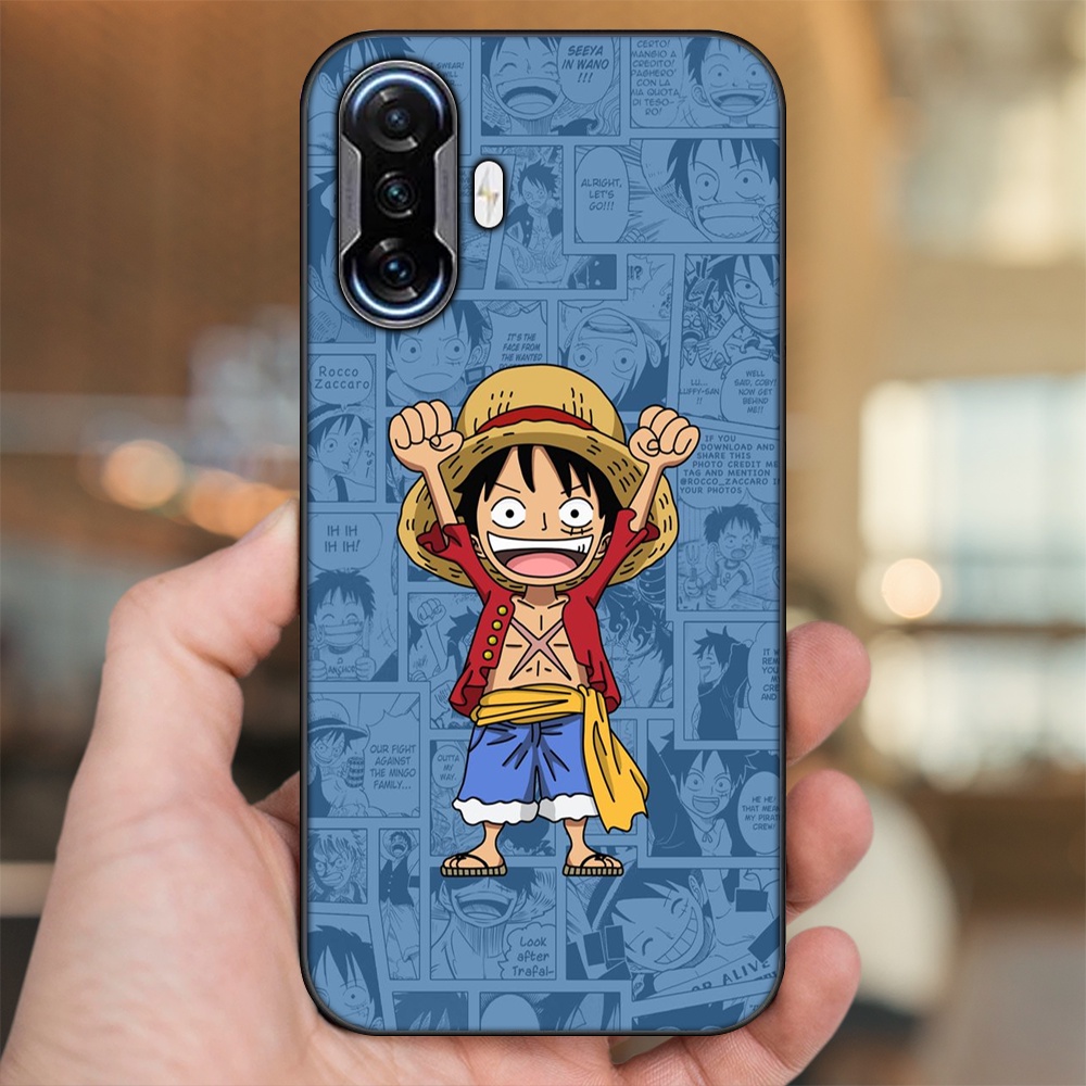 Ốp lưng Xiaomi K40 Gaming viền đen in hình Luffy One Piece