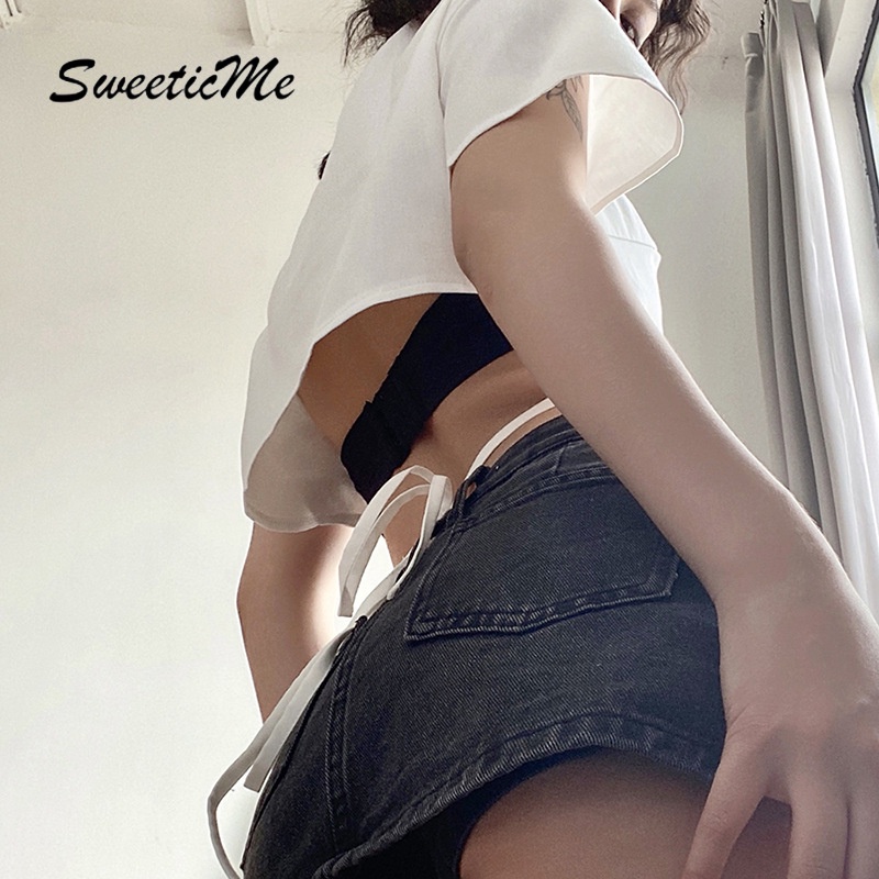Áo Croptop Tay Ngắn Màu Trơn Dáng Ôm Thời Trang Cho Nữ