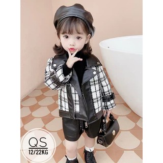 Áo da phối dạ kẻ