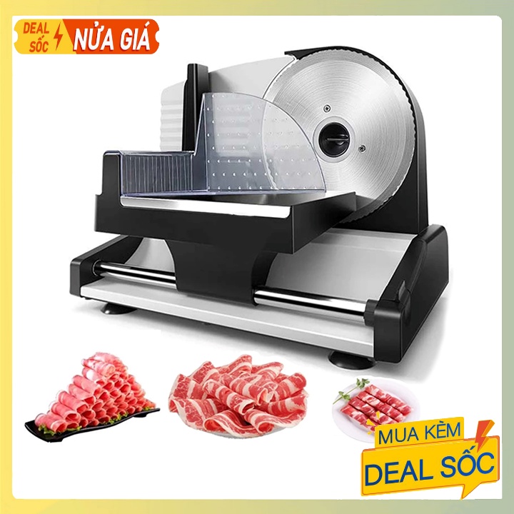 Máy Thái Thịt Sống, Chín Giò Chả, Thực Phẩm Đa Năng Điều Chỉnh Độ Dày 0.5-15mm