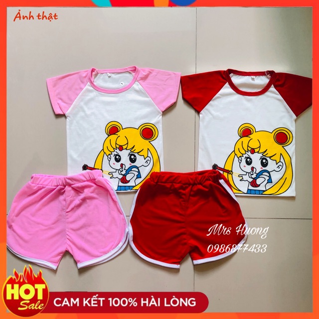 Bộ hè thuỷ thủ mặt trăng cho bé gái 8-18kg chất cotton