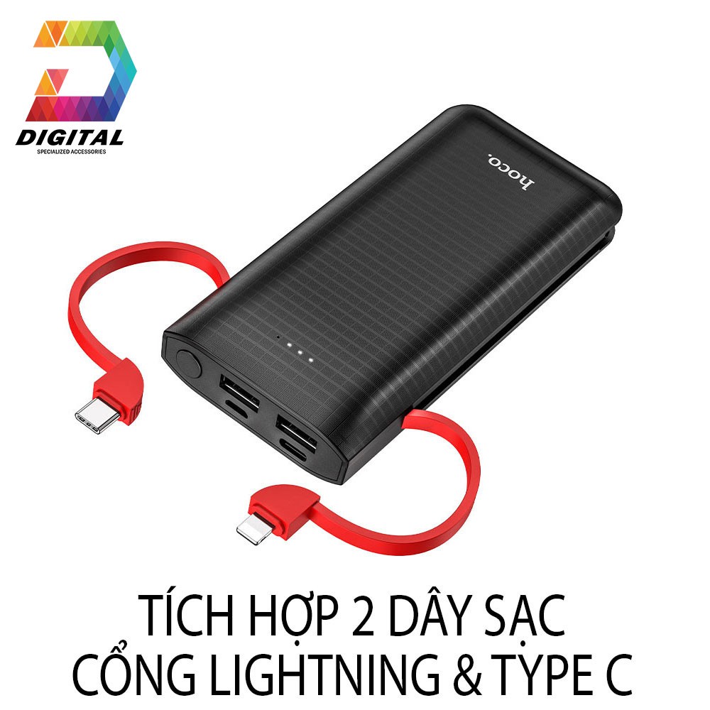 Sạc Dự Phòng Hoco J67 10000mAh Chính Hãng Tích Hợp Cáp Sạc Đa Năng