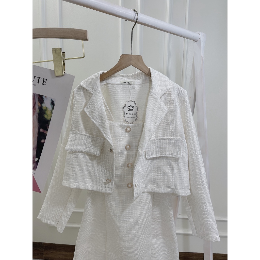 ÁO DẠ TWEET TRẮN DÁNG VEST 2 LỚP THANH LỊCH THỜI TRANG