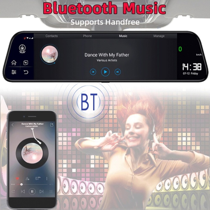 Camera hành trình gương ô tô Phisung Z55,  Android 8.1 - Bluetooth 4.0 - Màn hình 10inch, Ram 2G, Room 16G