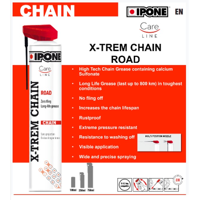 Chai Xịt Dưỡng Sên / Xích cao cấp không văng nhập khẩu 100% Pháp Ipone X-trem Xtrem Chain Road (250ml)