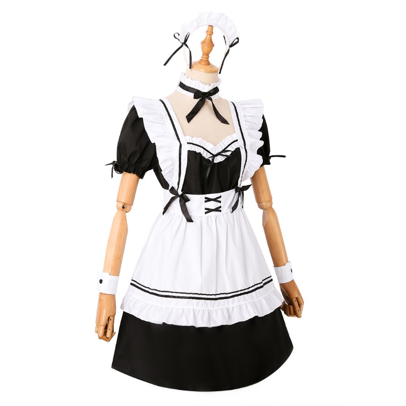 Đầm lolita Cổ Tay Áo Giả Hai Lớp Màu Đen Phong Cách Hoạt Hình gothic vintage Cho Nữ