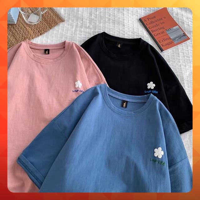 Áo thun tay lỡ form rộng hoa UNF Like - Unisex nam nữ đều mặc được