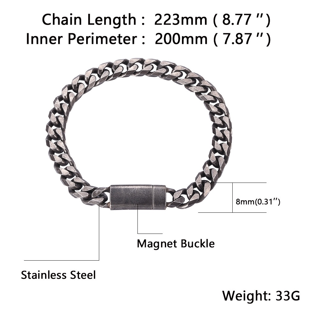 Lắc tay nam bụi bặm cá tính Khắc Tên nam châm, Vòng tay thời trang unisex TITAN màu bạc 925 không gỉ, quà nữ tặng nam