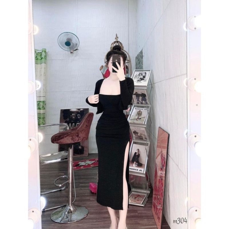 70,72,75KG&%SÉT VÁY ÁO BODY BIGSIZE -HOTGIRL,NHÚNG EO KÈM ÁO KHOÁC( CHẤT LEN TĂM MỀM MỊN CO GIÃN TỐT. S,M,L,XL