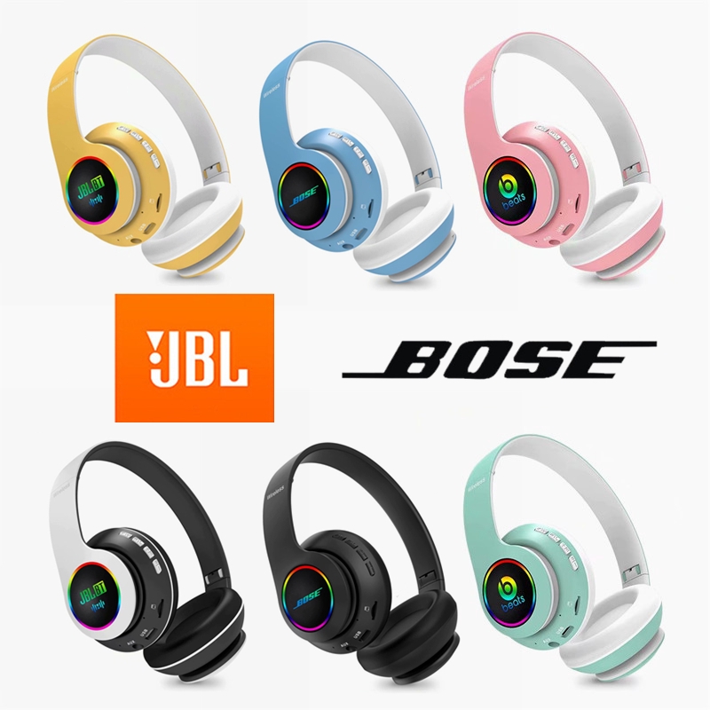 JBL LED Colorful Light 5.0 Bluetooth Headset Wireless Bluetooth Earphones HiFi Stereo Headphone