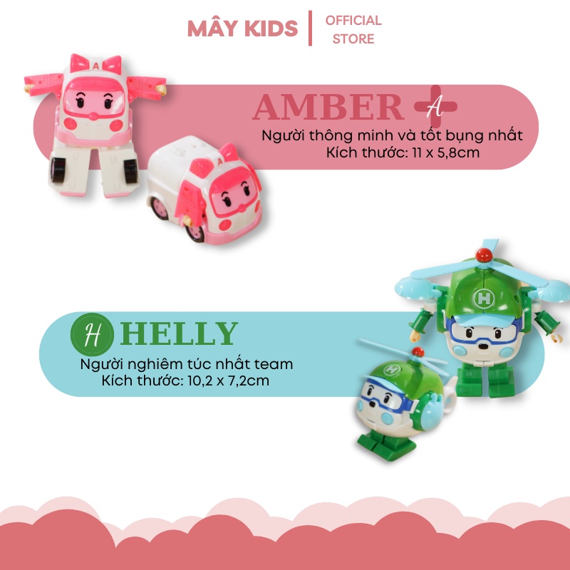 Bộ đồ chơi 6 xe oto Robocar poli biến hình, Bộ 6 xe bằng nhựa có hộp đựng cho bé - Mây Kids