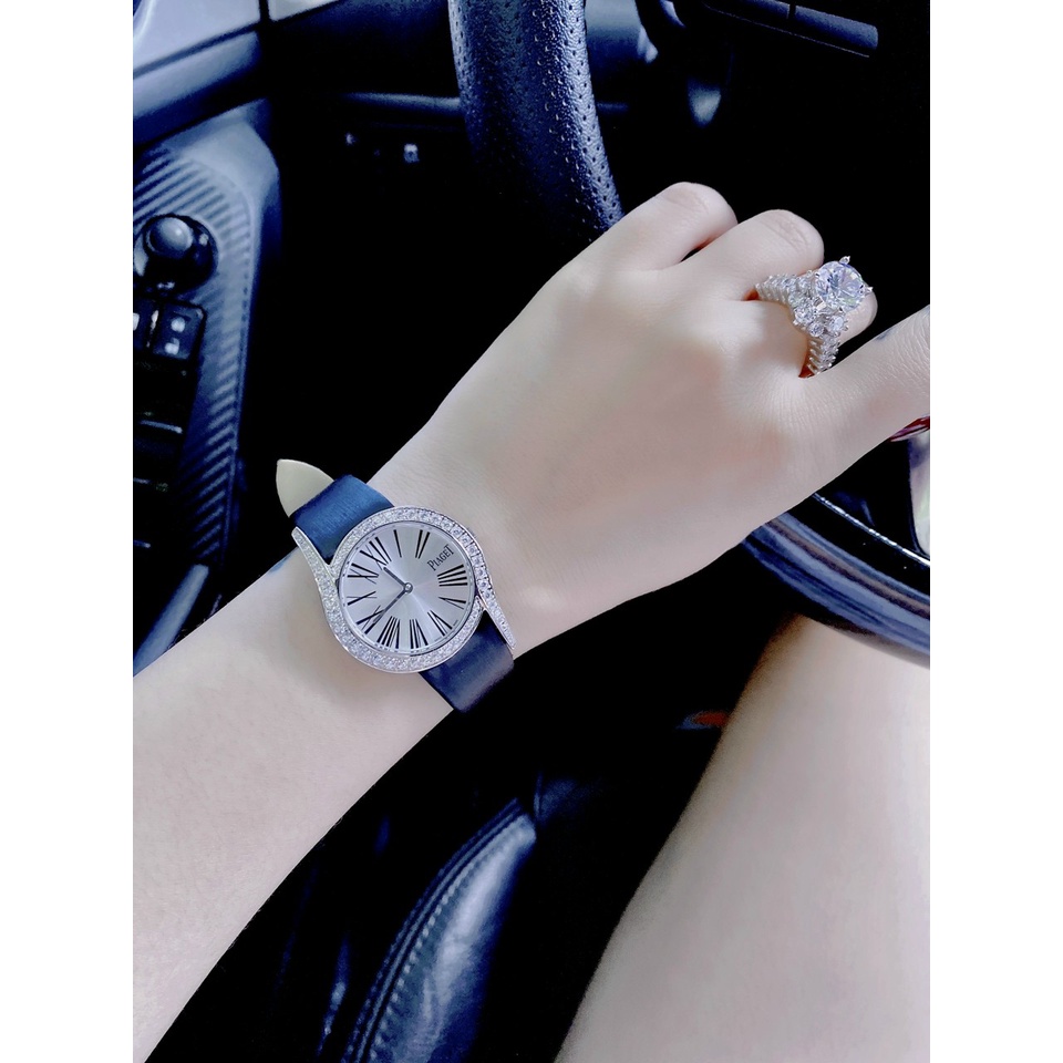 Đồng hồ đeo tay nữ, đồng hồ nữ PIAGET full hộp hãng cao cấp, dây da sang chảnh, nạm kim cương nhân tạo siêu sang cho nữ